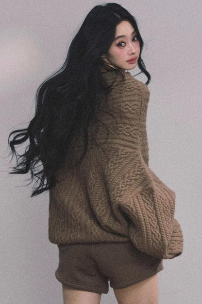 American Off-Shoulder Cable Sweater