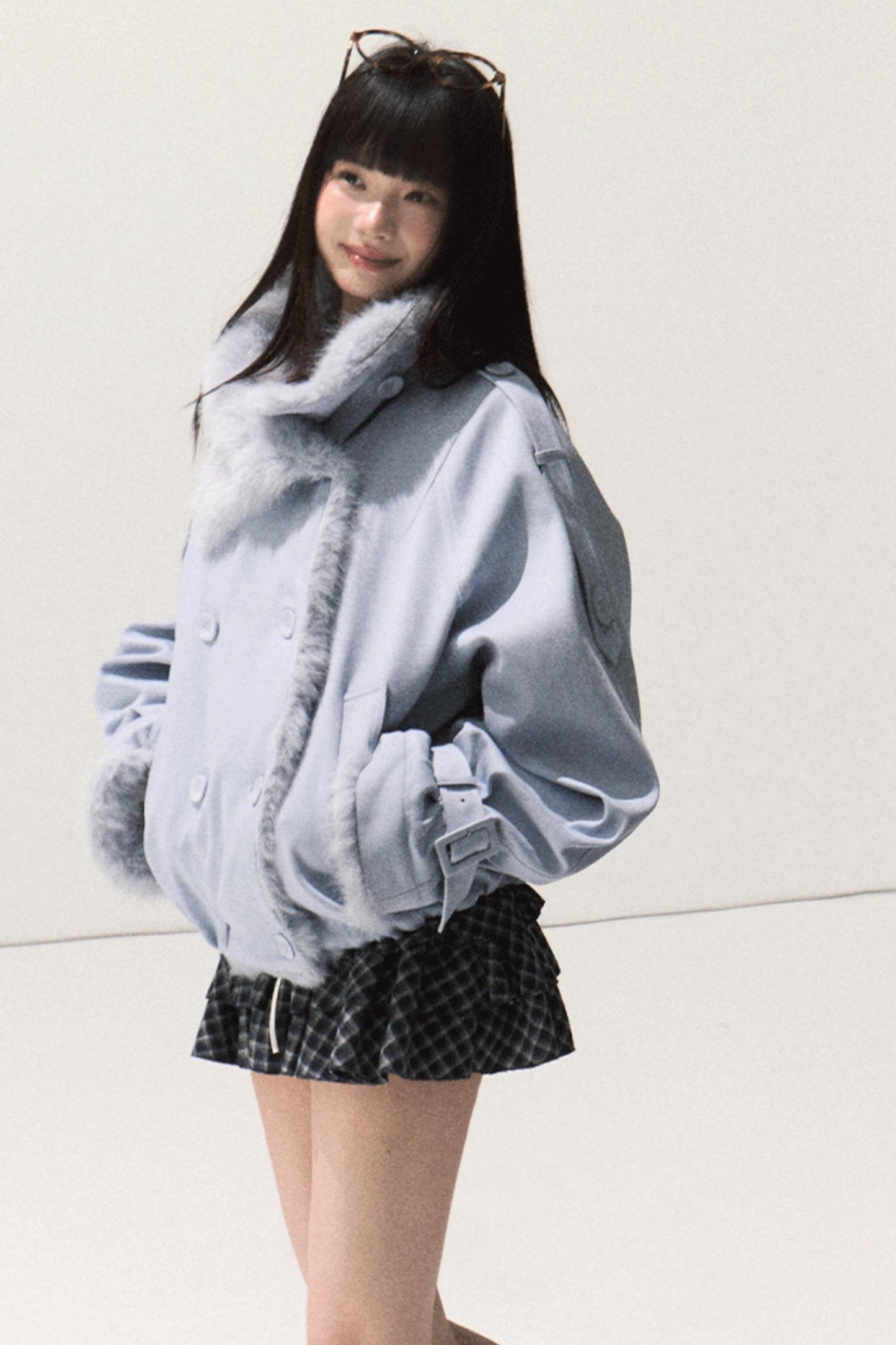 Shrine Plaid Woolen Cake A-Line Skirt