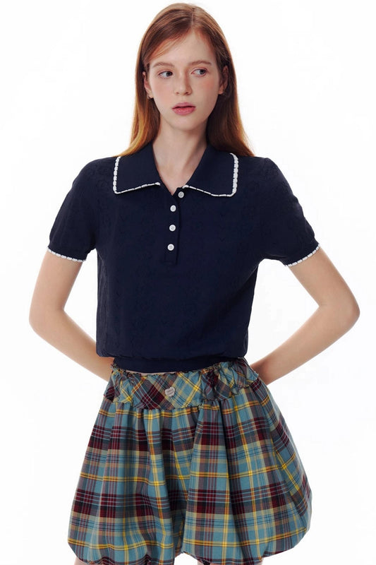 Ocean Notes Color-Block Polo Top