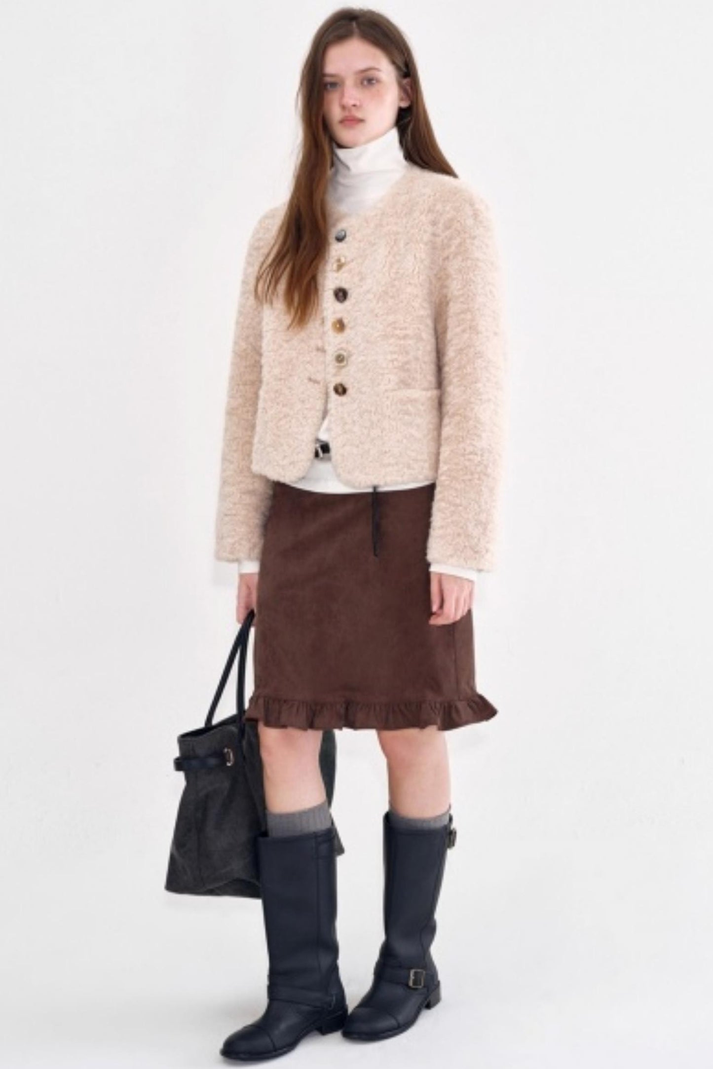 Rainbow Candy Button Shearling Jacket