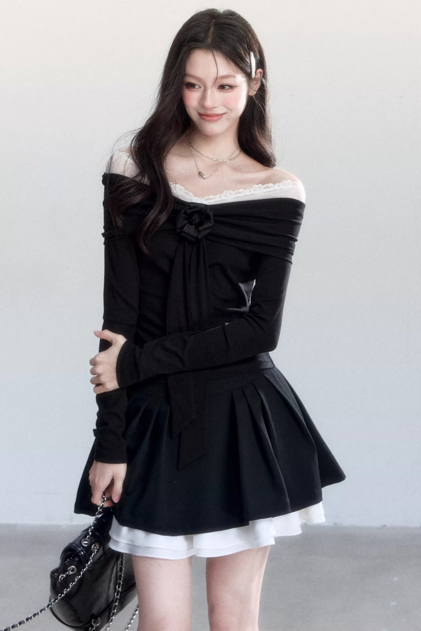 Nocturne Lace Off-Shoulder Top