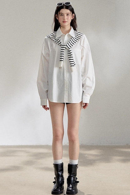 White Striped Oversize Shirt