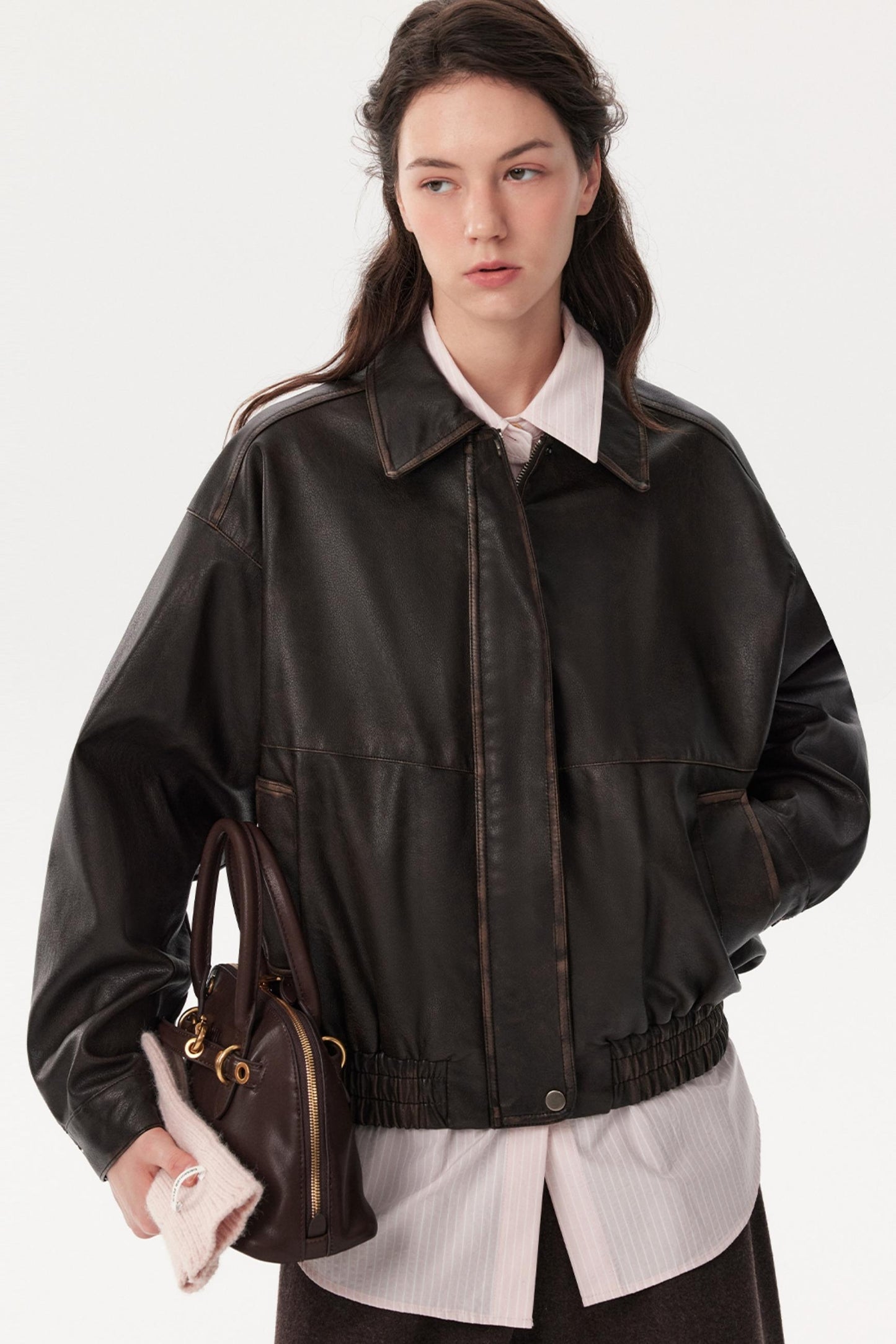 Retro Distressed Leather Jacket