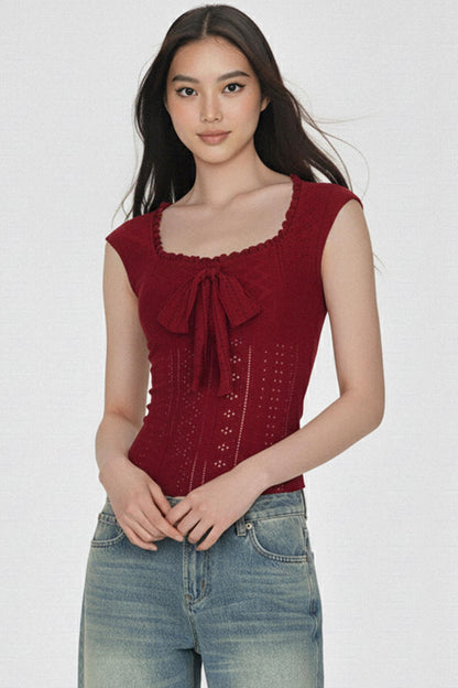 Square Neck Ruffled Vest