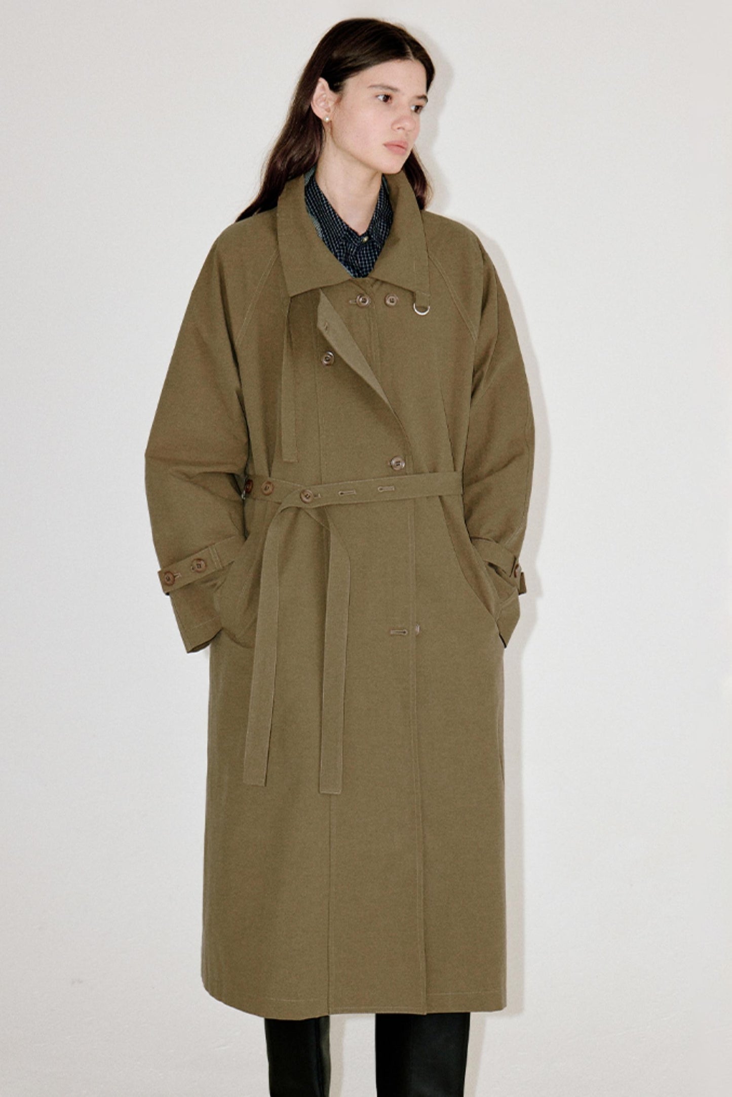 Silhouette Double-Breasted Trench Coat