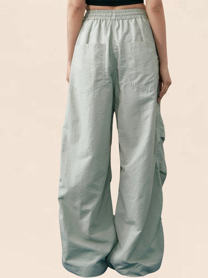 Simple Solid Color Pleated Slacks Pants
