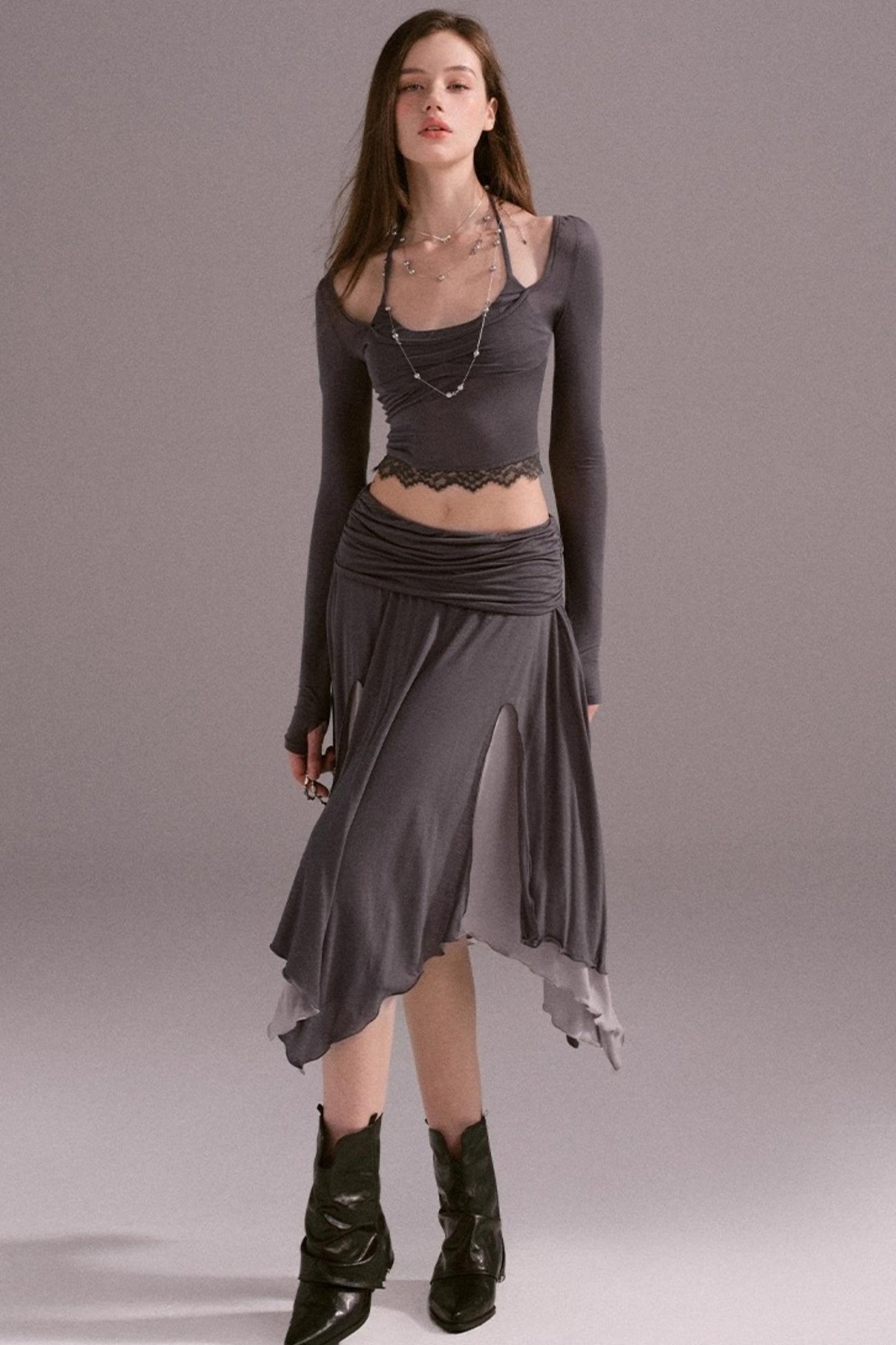 Irreguler Lace Skirt Set-Up