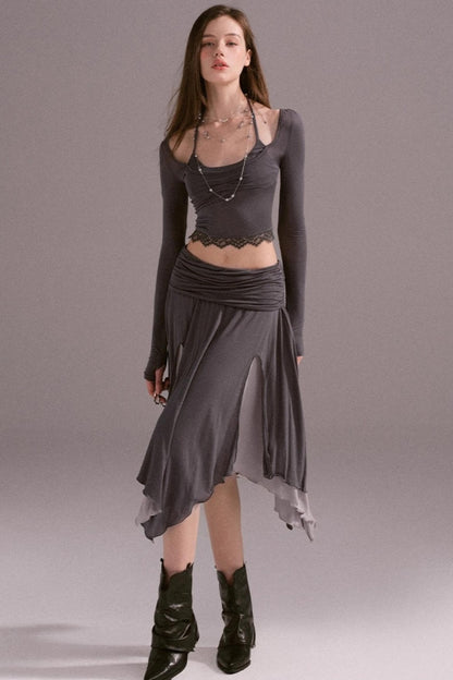 Irreguler Lace Skirt Set-Up