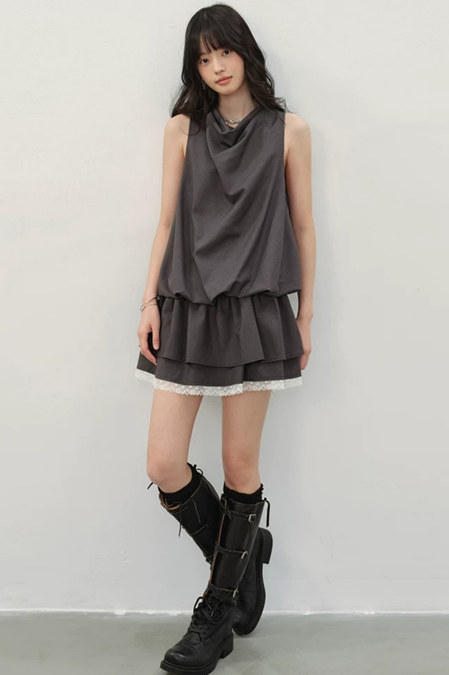 Smoke Gray Lace Dress