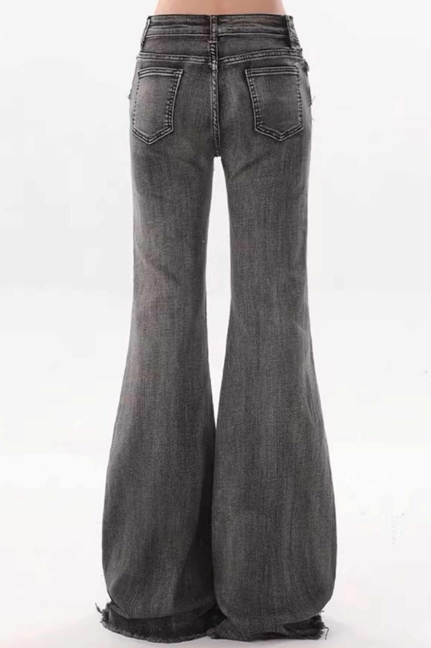 Black and Gray Flared Pants