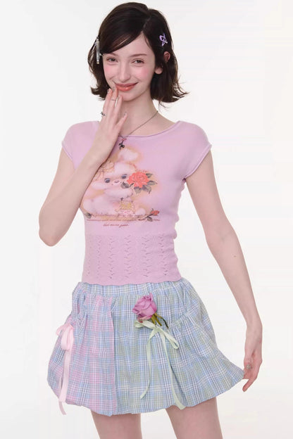 Sweet Rabbit Print Top