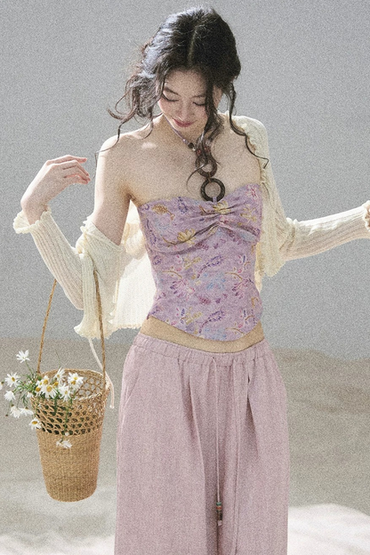 Monet's Water Lilies Embroidered Top