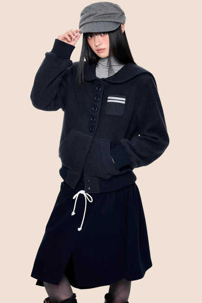 Preppy Vintage Woolen Coat