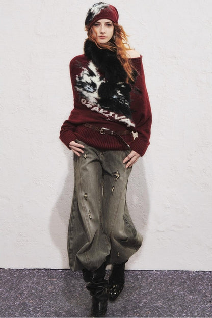 Slanted Long Sleeve Sweater