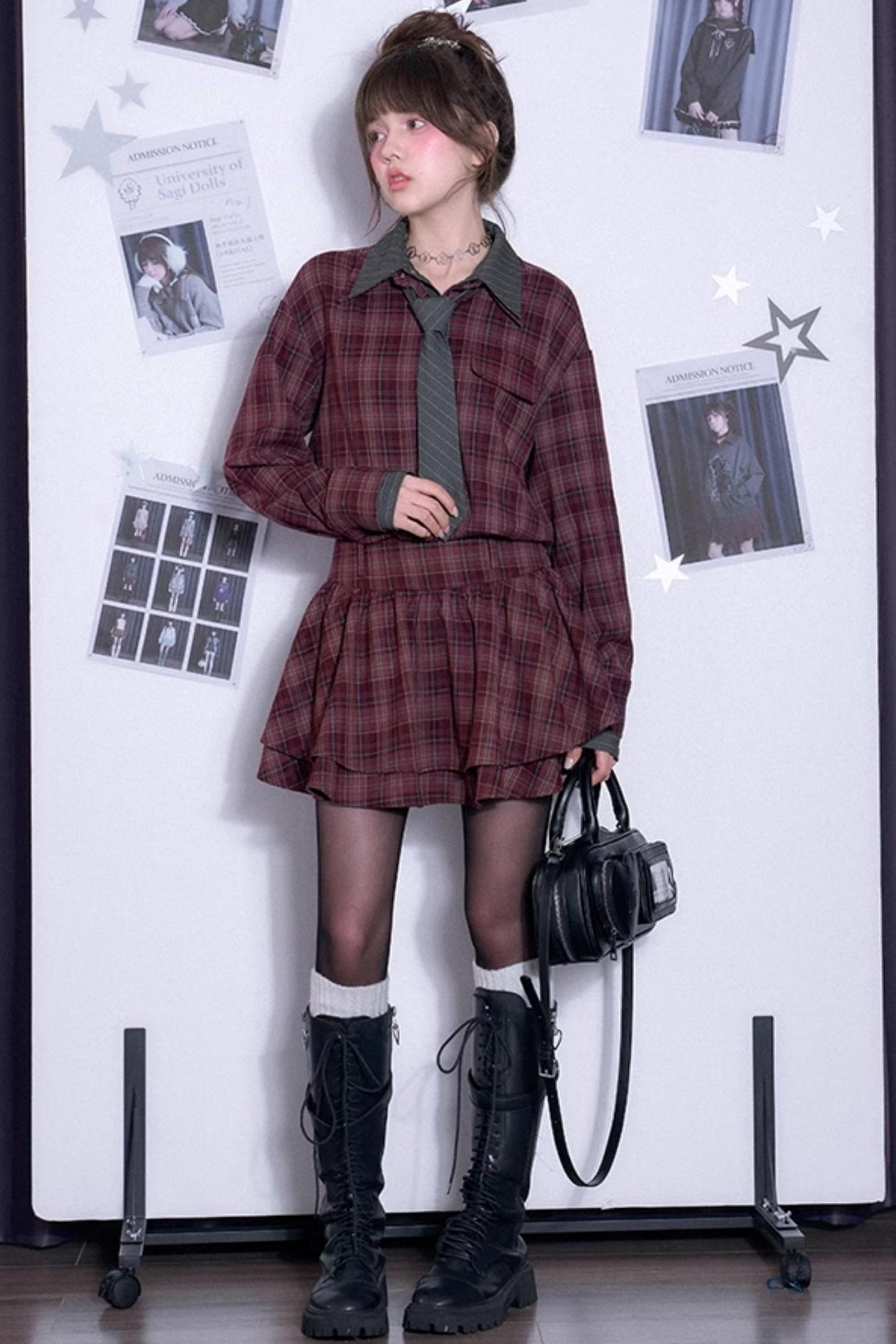 Versatile Red Plaid Spring Dress