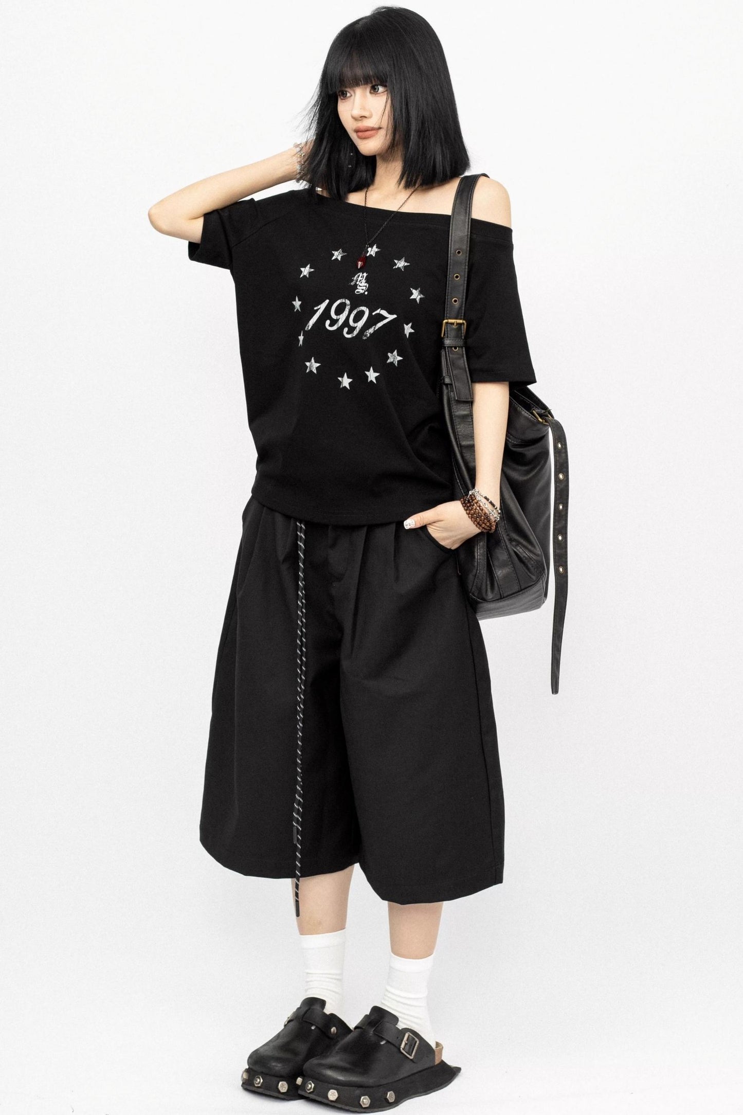 Casual Black Loose Shorts