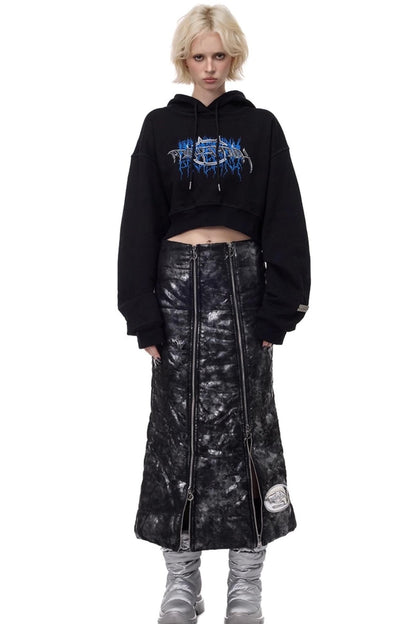 Thorn Print Hooded Fleece Sweatshirt