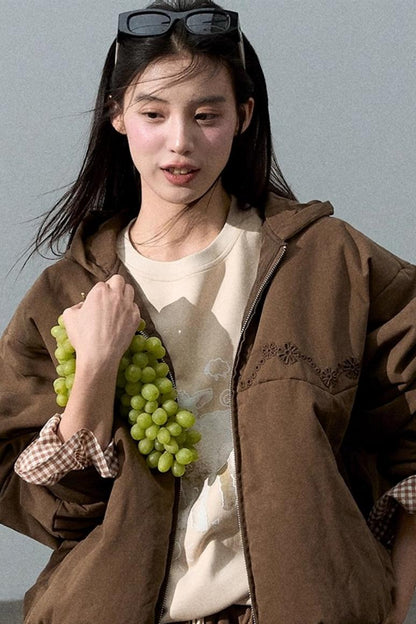 Lyocell Cotton Patchwork Plaid Sweatshirt