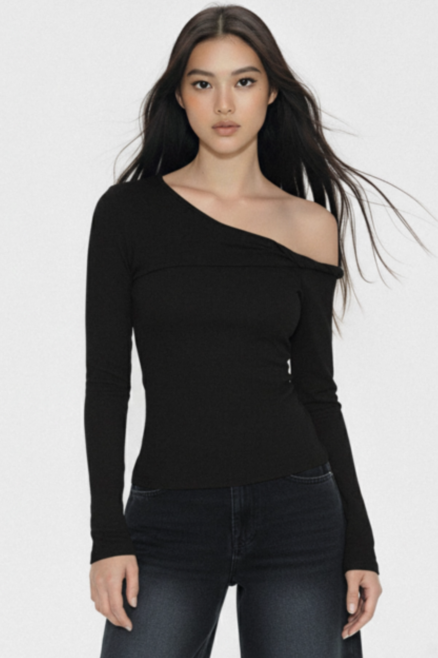 Asymmetrical Twist Slim-Fit Top