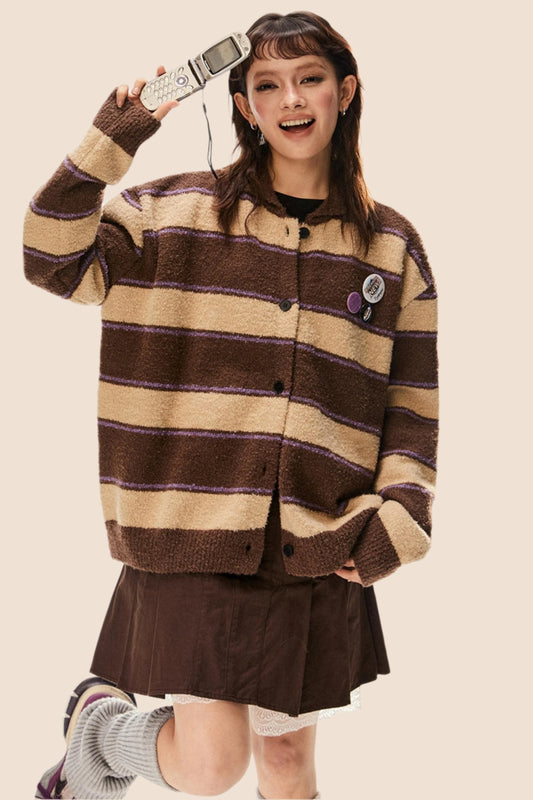 Loose Patchwork Knit Sweater Top