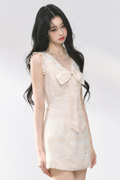 Summer Lace V-Neck Mini Dress