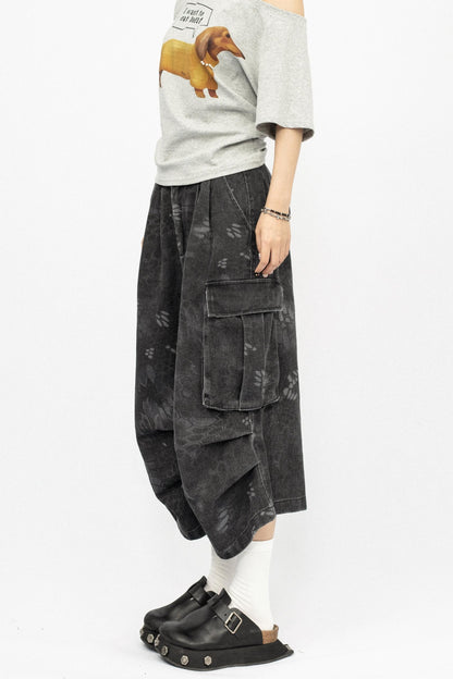 Vintage Camouflage Wide-Leg Pants
