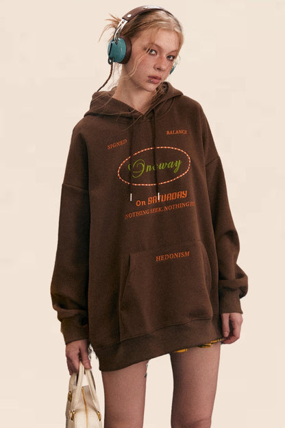 Loose Fit Embroidered Hoodie Sweatshirt