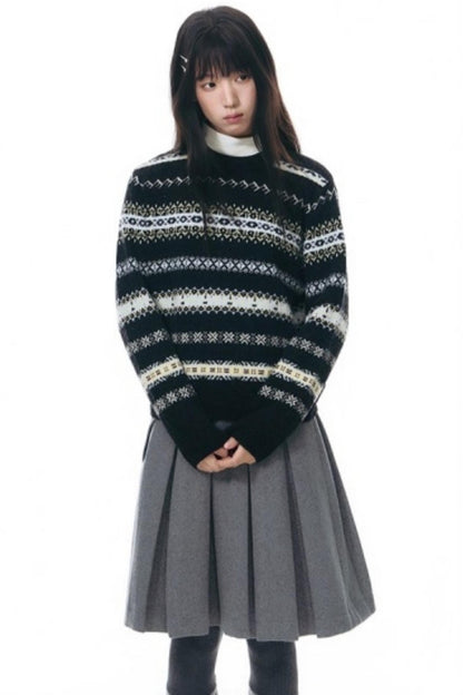 Fair Isle Jacquard Striped Sweater