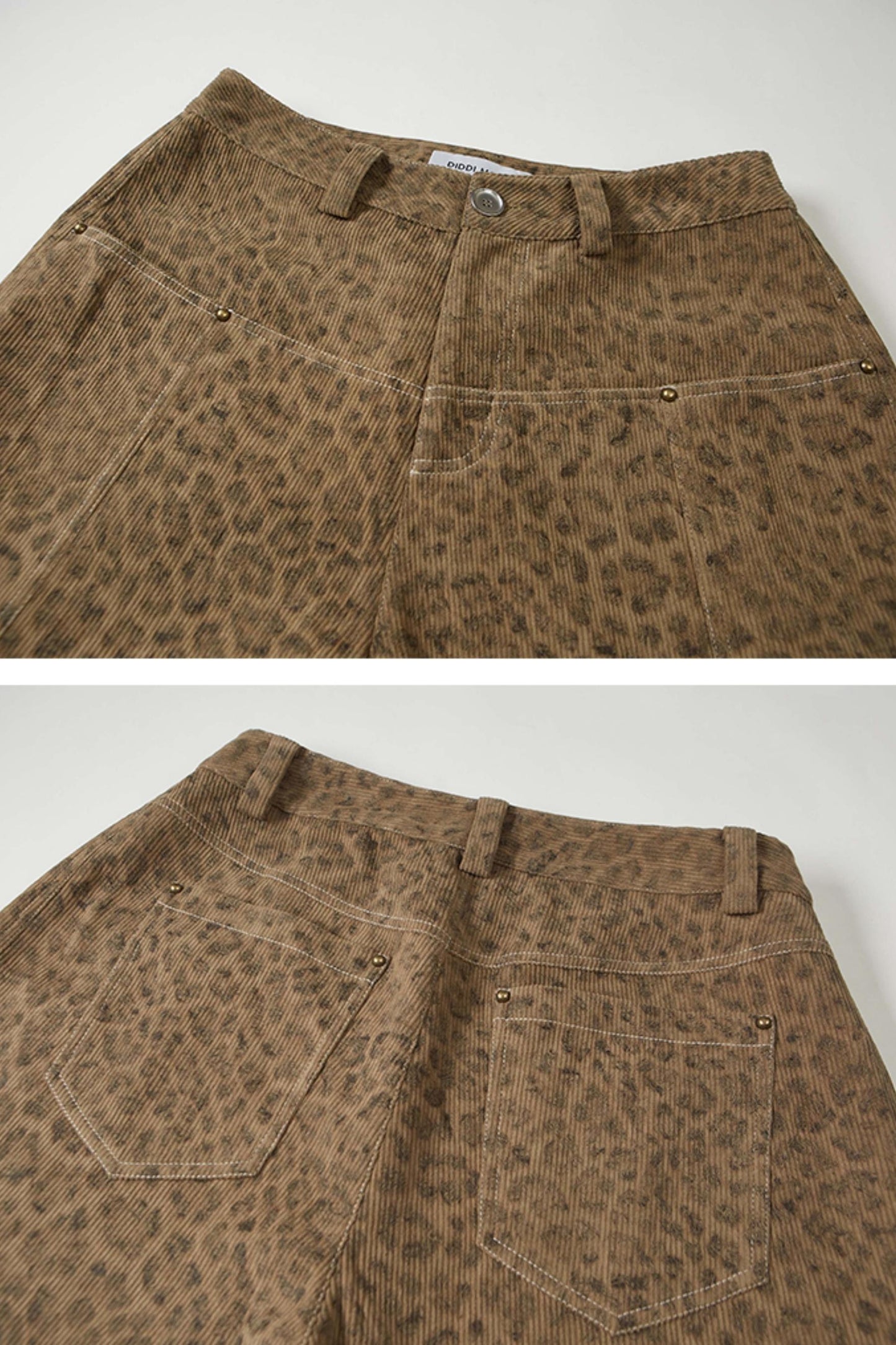 Retro Leopard Print Wide-Leg Pants