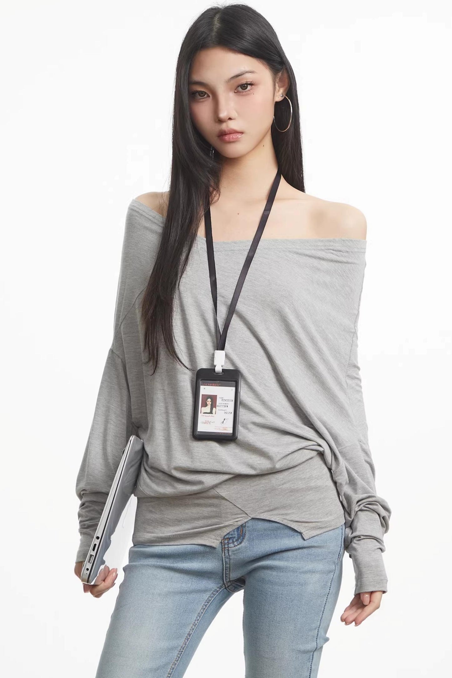 Lace Splicing Off-Shoulder Top