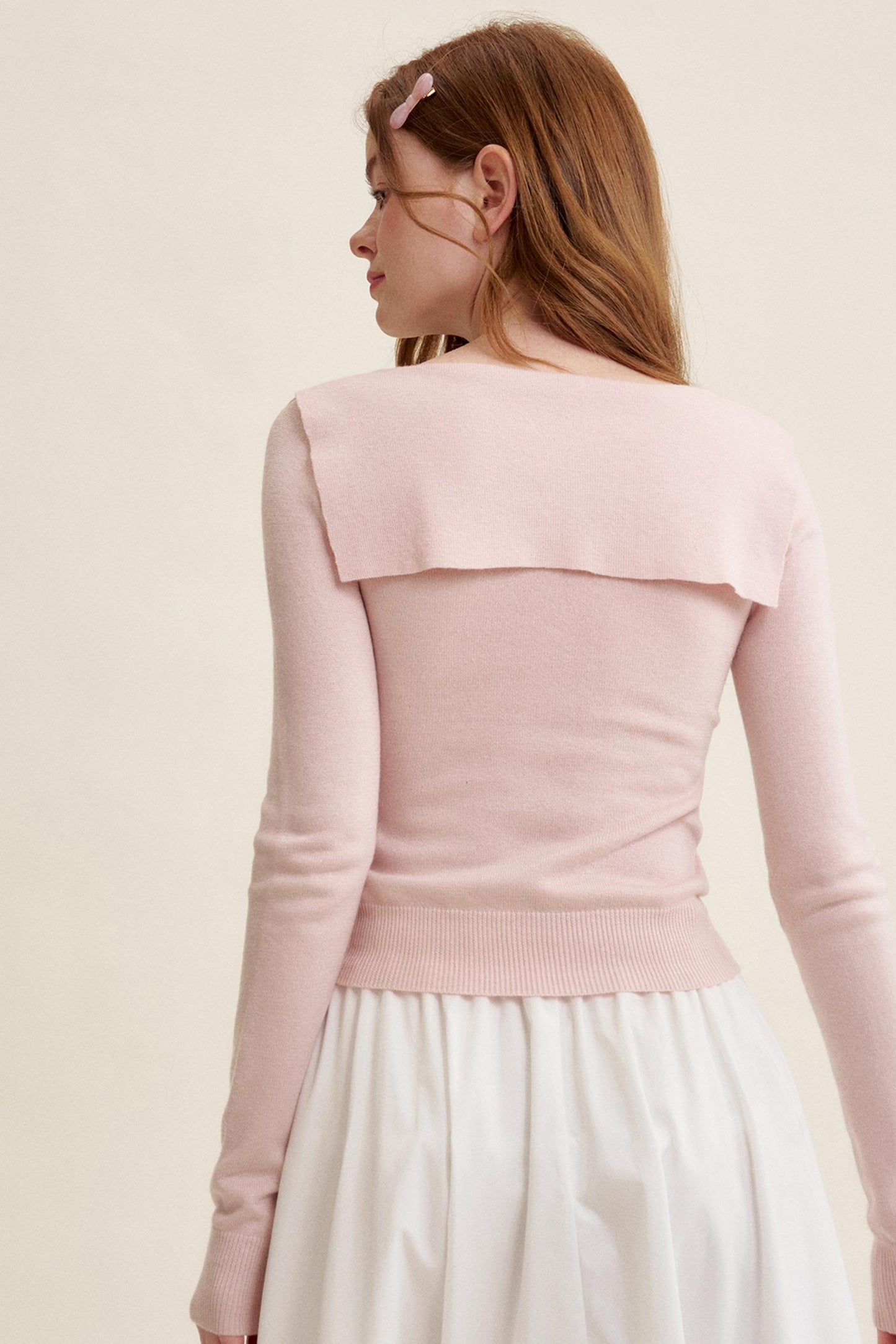 Romantic Navy Knit Shawl Top