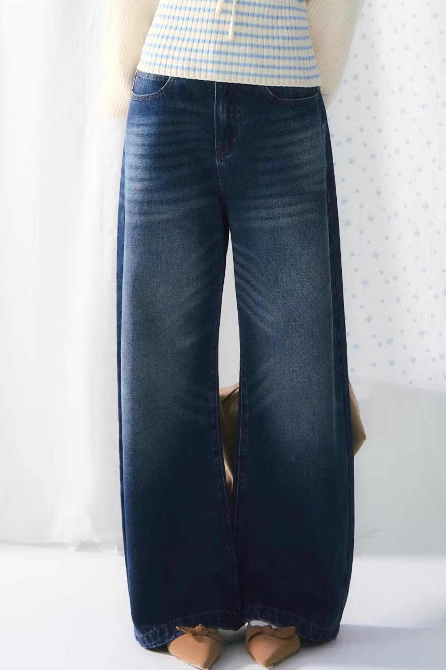 Retro Whiskered Denim Pants