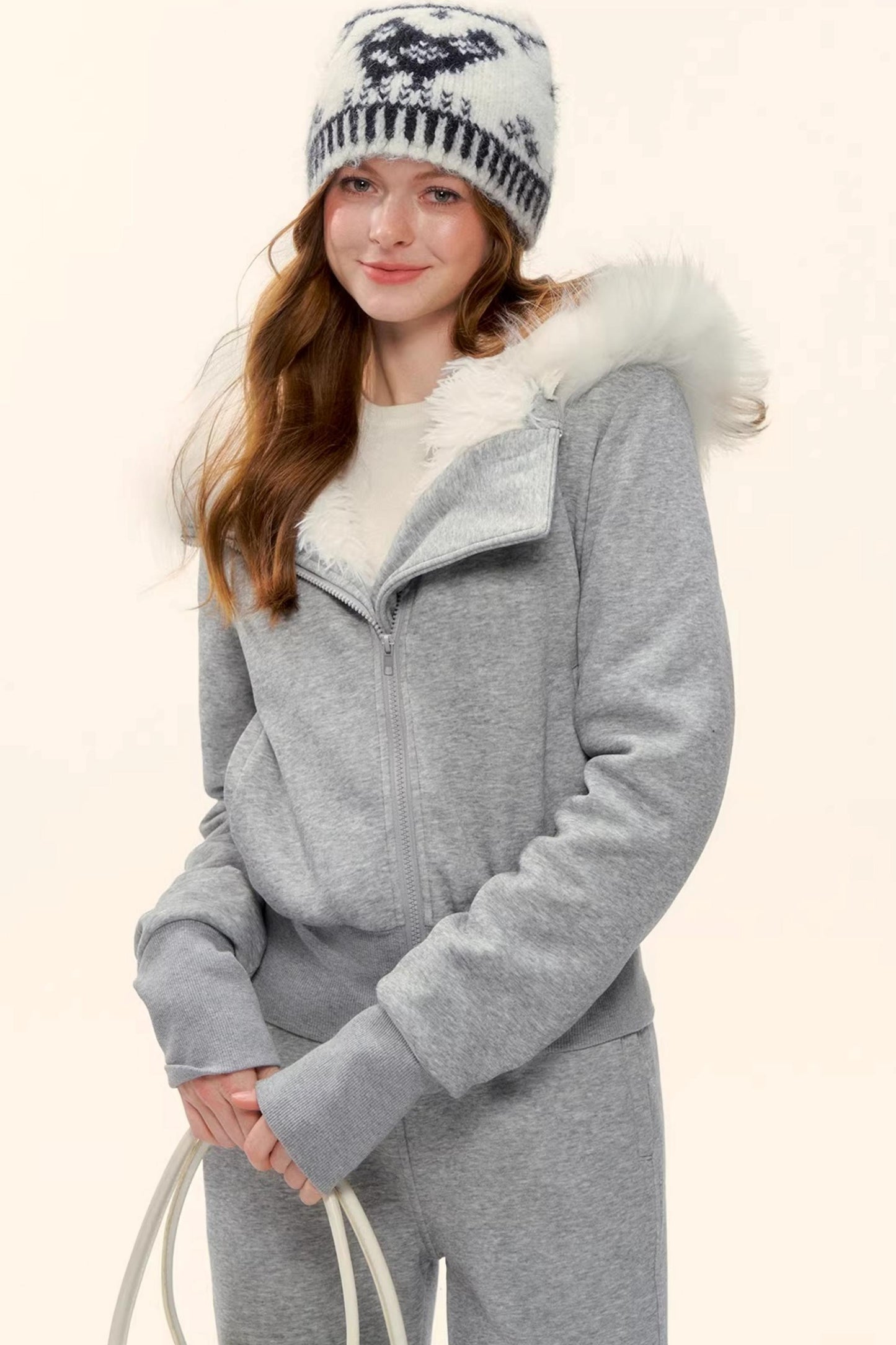 Retro Fleece-Lined Hooded Jacket Set-Up