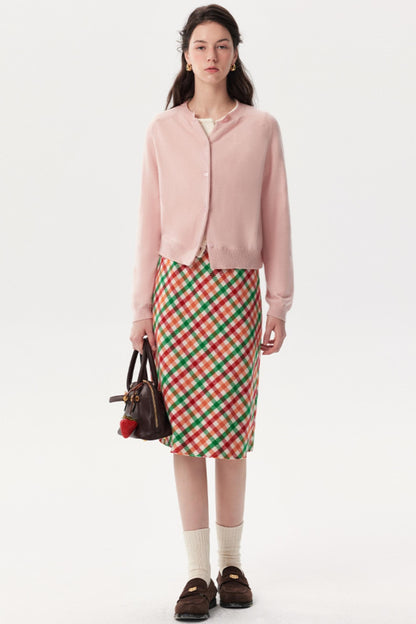 New Diagonal Plaid A-Line Skirt