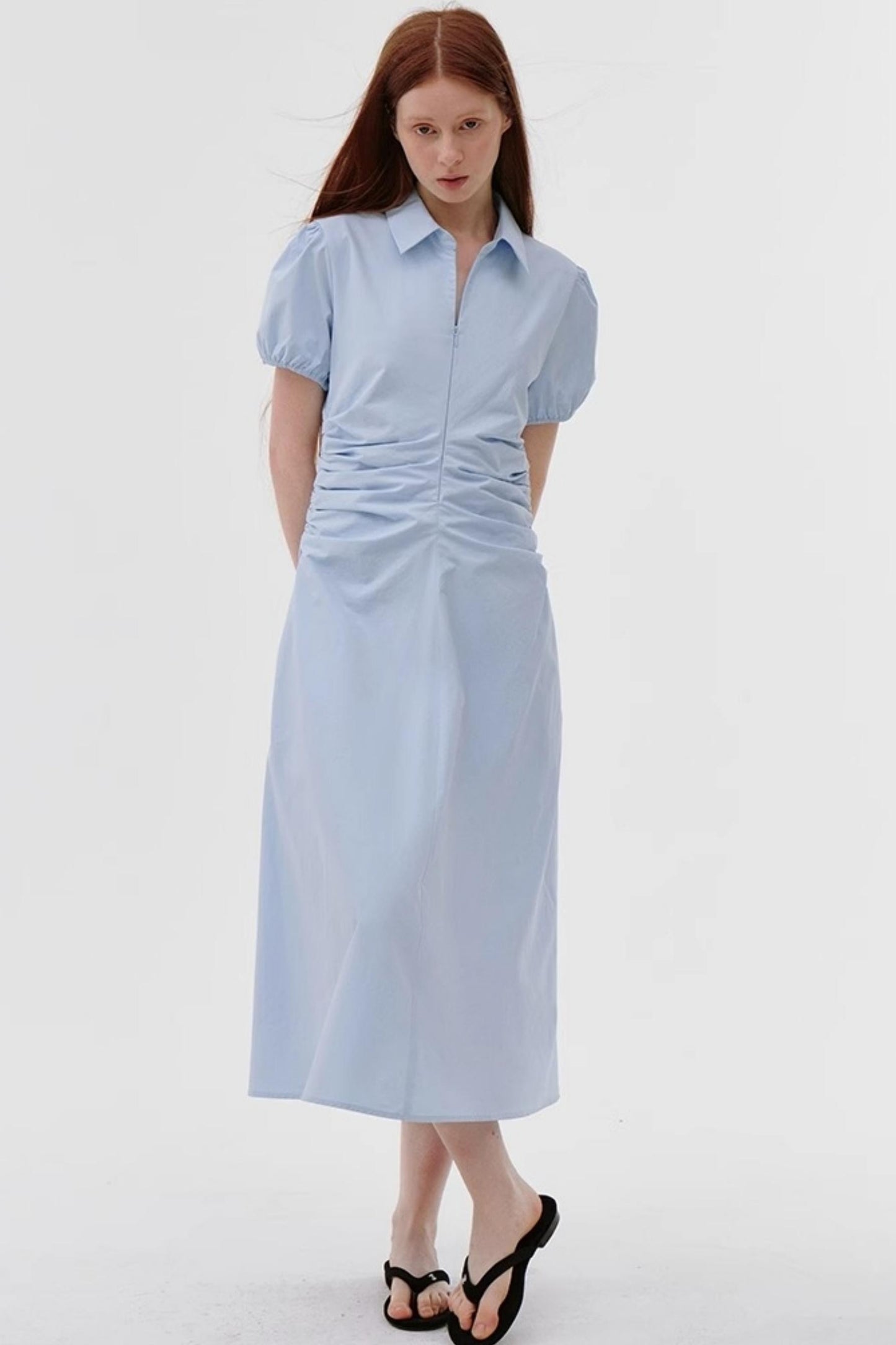 Summer Chic Pleated Bubble Sleeve Dress