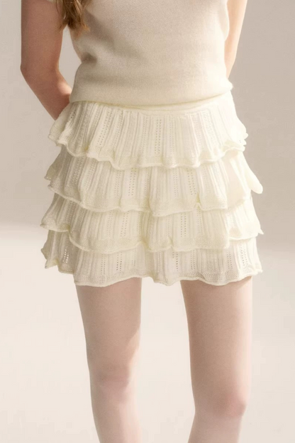 Lace-Tiered Knit Top Set-Up