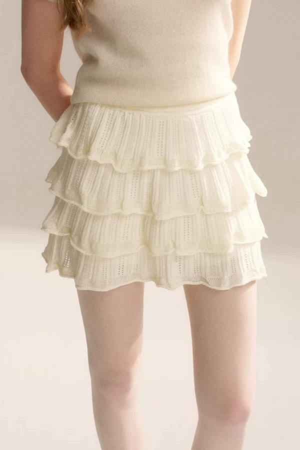 Lace-Tiered Knit Top Set-Up