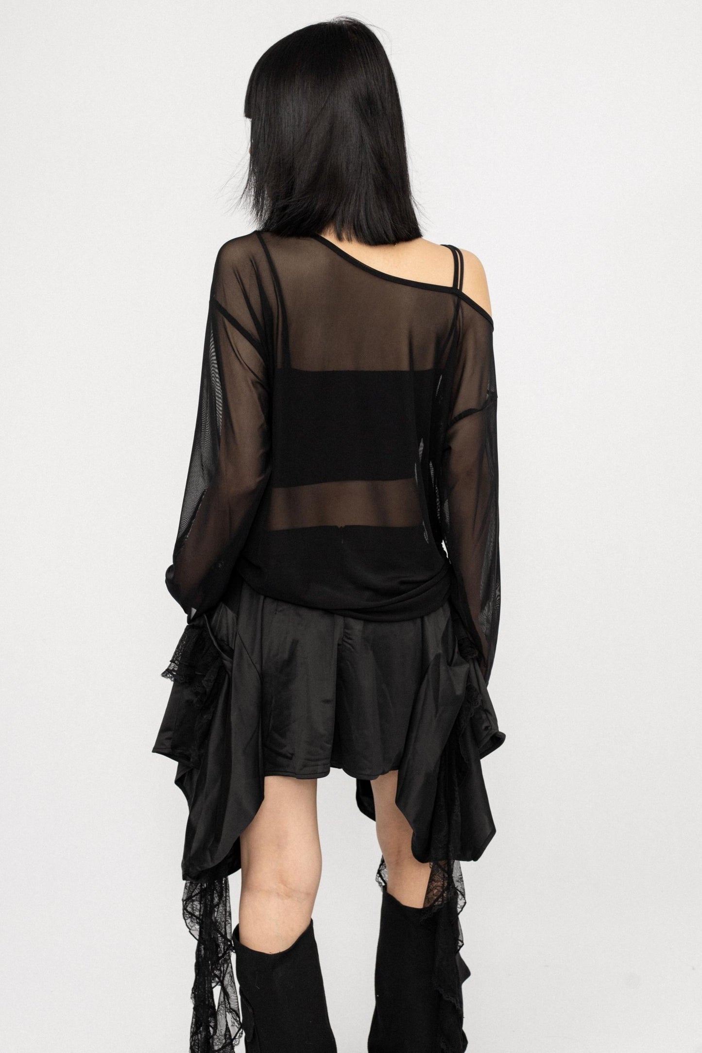 Slim Fit Black Long Sleeve Top