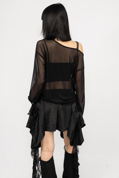 Slim Fit Black Long Sleeve Top