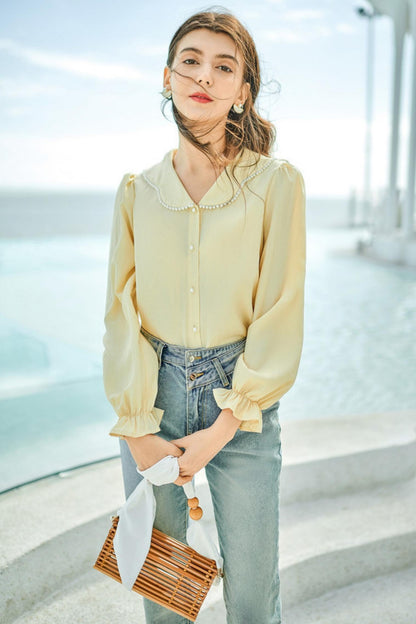 Lady Chiffon Bubble Long Sleeve Shirt