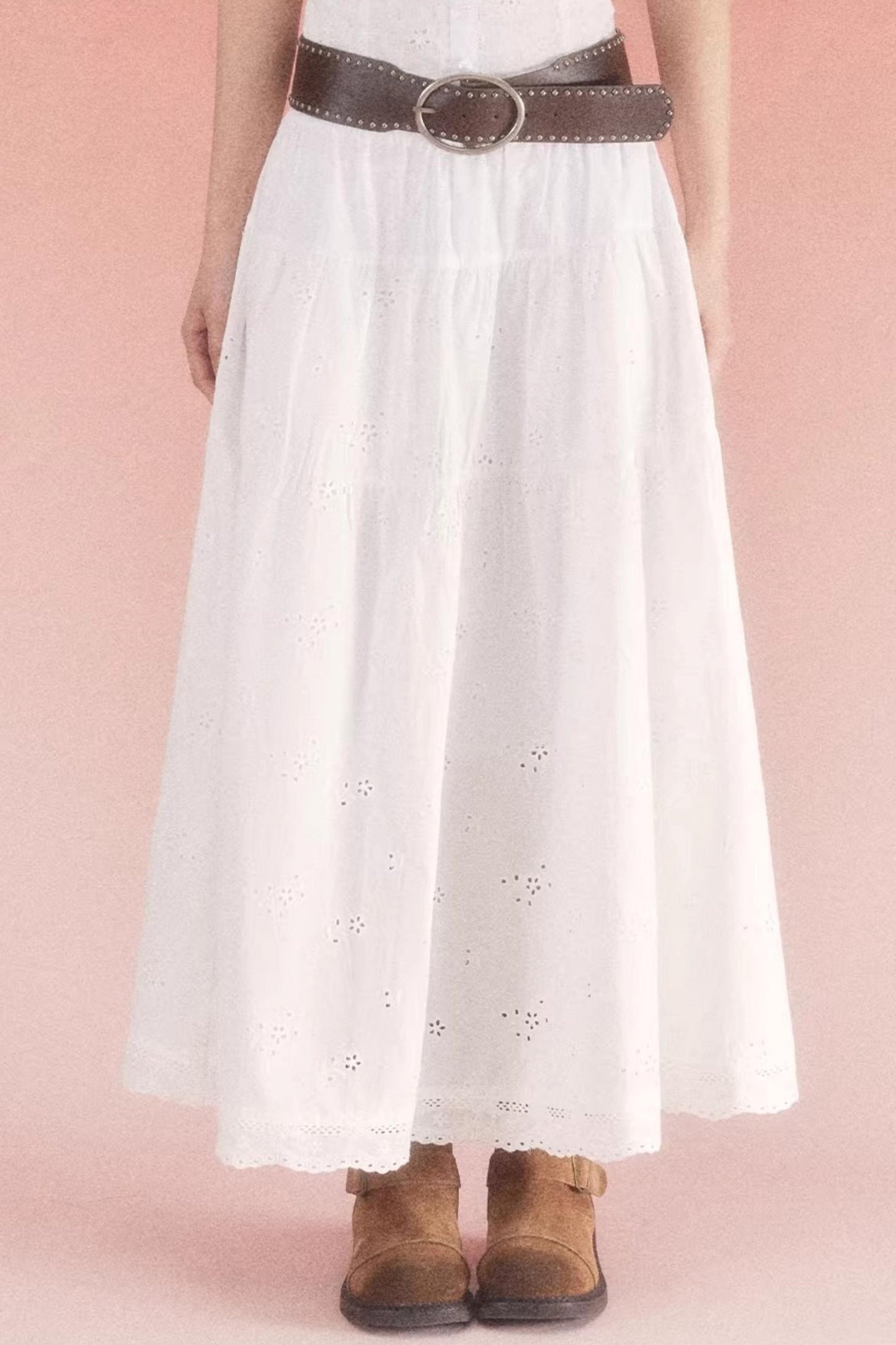 High-Waisted Jacquard A-Line Skirt