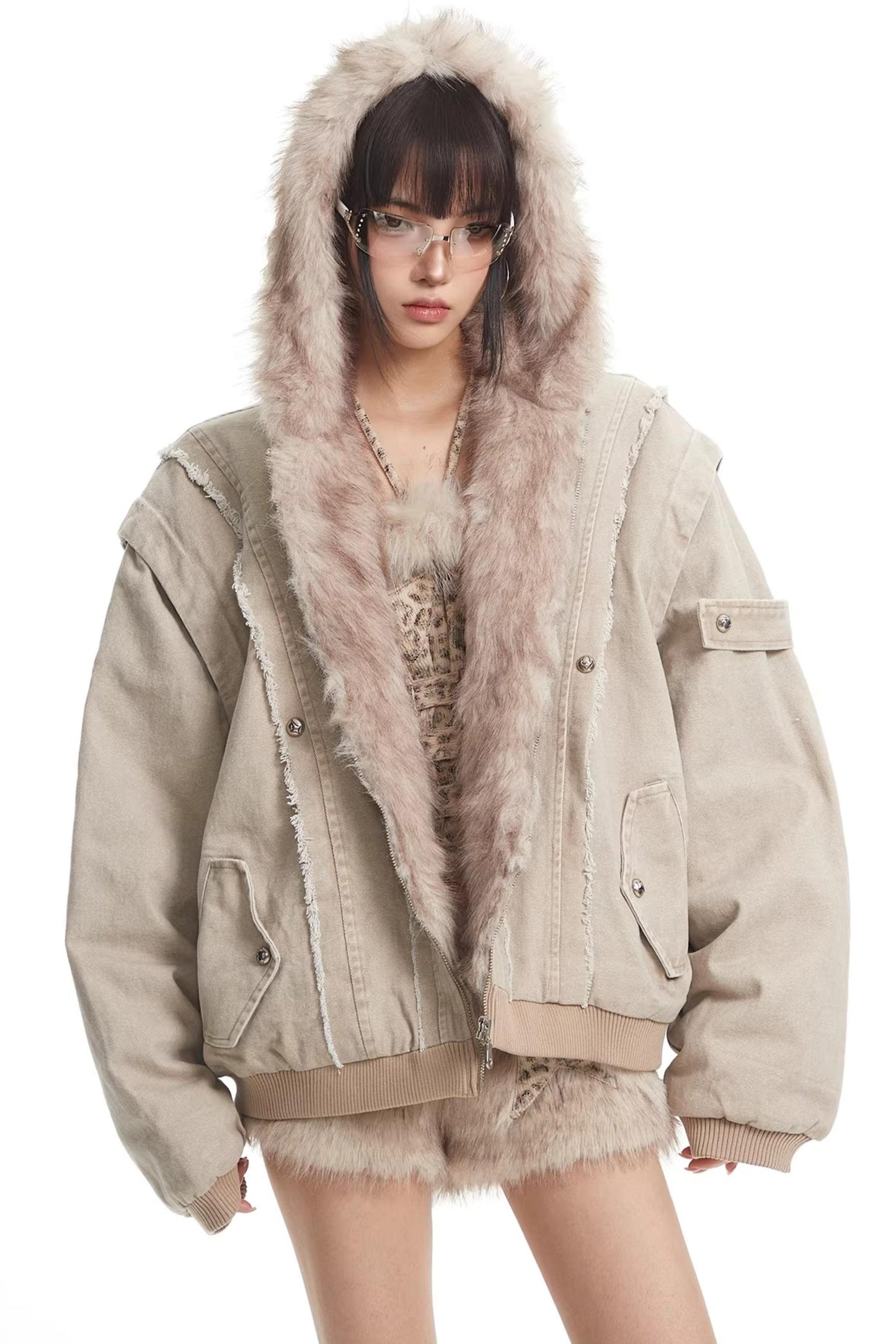 Plush-Lined Hooded Cotton Jacket