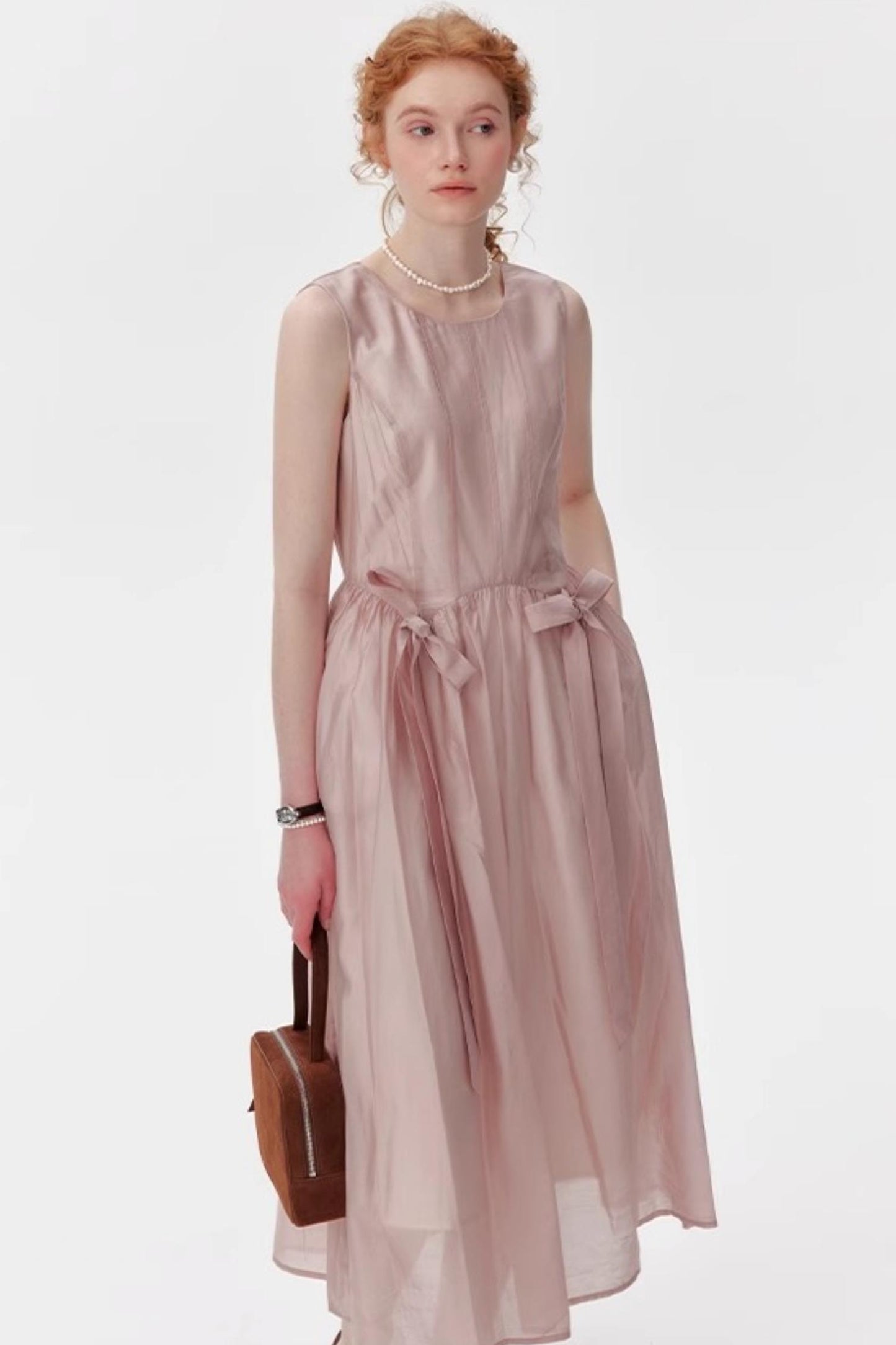 Pink And Blue Tencel A-Line Dress