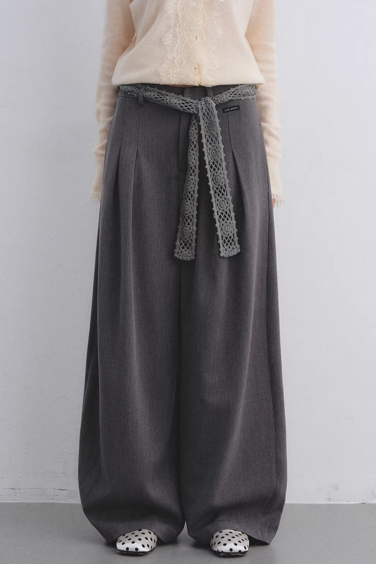 Crochet Pleated Suit Pants