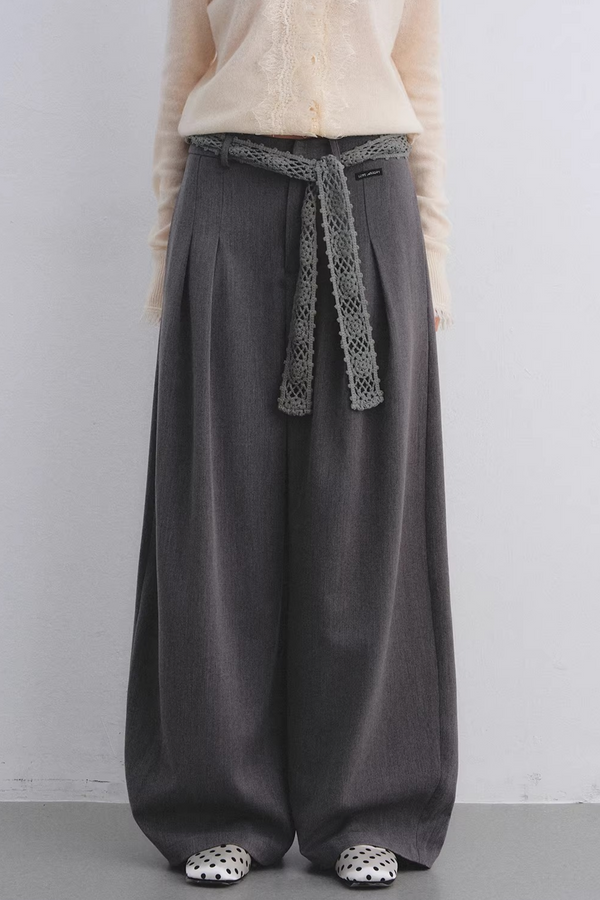 Crochet Pleated Suit Pants