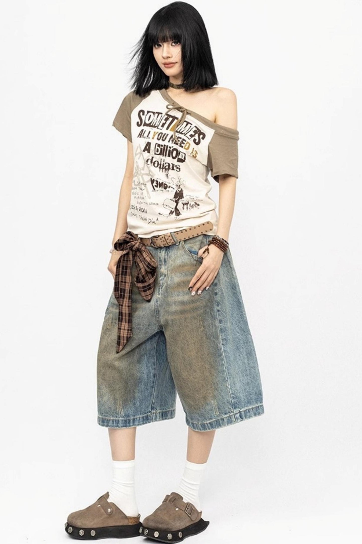 Distressed Denim Shorts