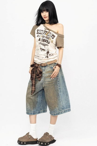 Distressed Denim Shorts