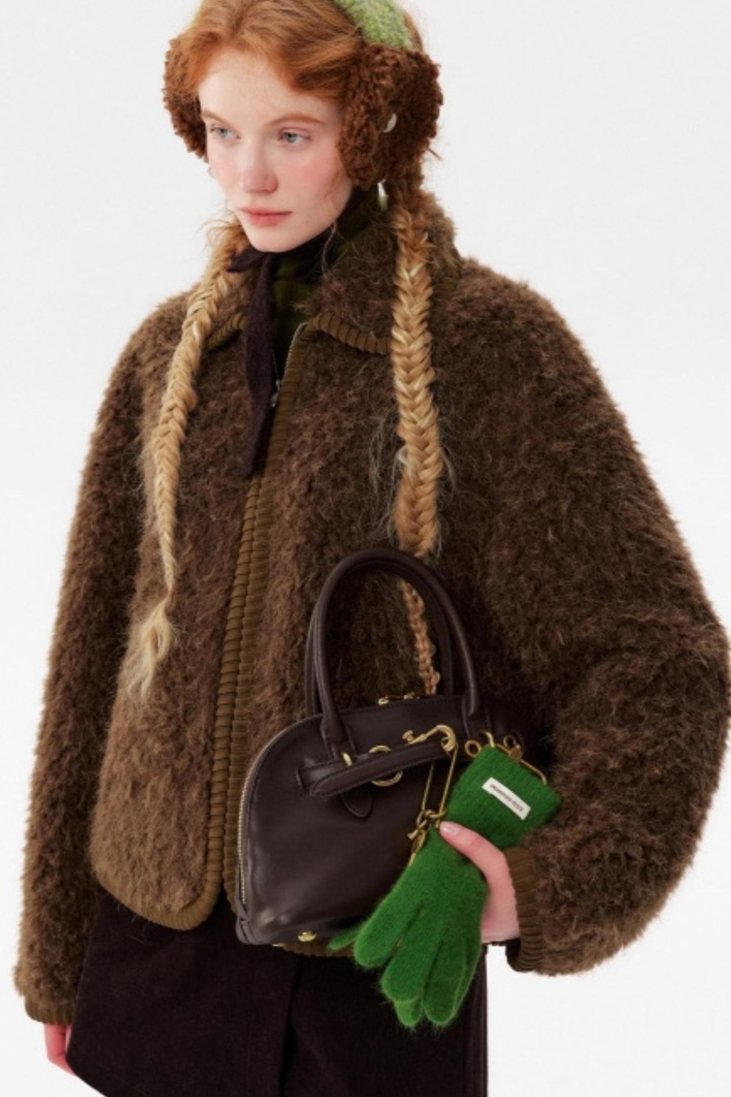 Retro Brown Braided Fur Coat