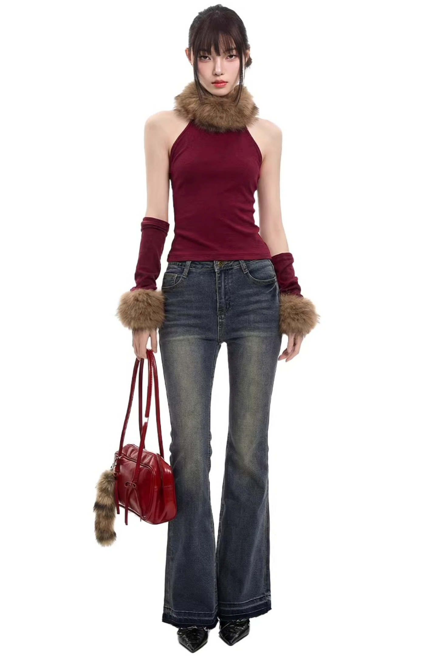 Strick-Fellkragen-Weste