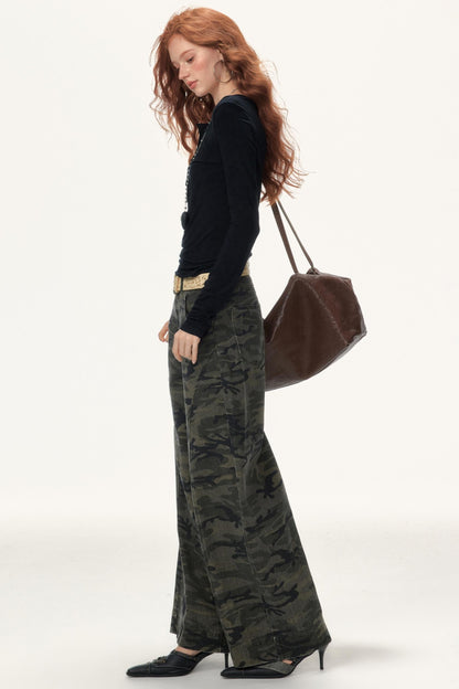 Camouflage Seam Cargo Pants